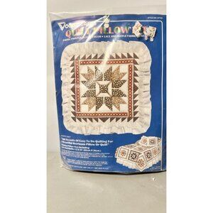 Vogart Crafts Quilt PILLOW Kit #8770B COUNTRY QUILT 15x15" w/ Ruffle & Lace